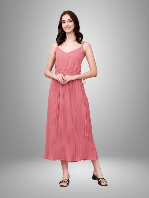 

Sarvayog Fashion Women Peach-Coloured Georgette Midi Dress