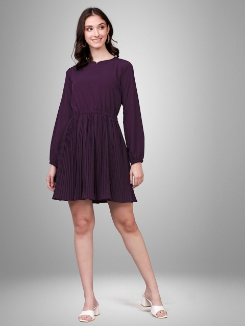 

Sarvayog Fashion Purple Solid Georgette Dress