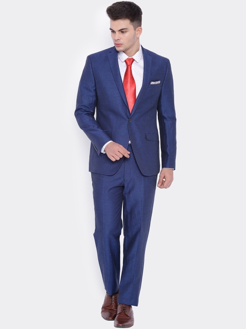 

SUITLTD Men Blue Solid Single-Breasted Regular Fit Formal Suit