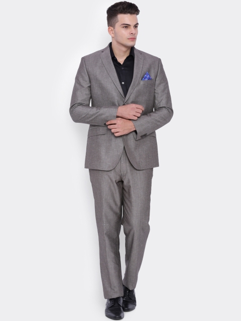 

SUITLTD Men Grey Single-Breasted Linen Slim Fit Formal Suit