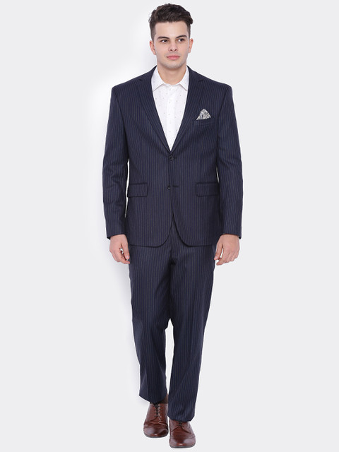 

SUITLTD Navy Striped Slim Fit Formal Suit, Navy blue