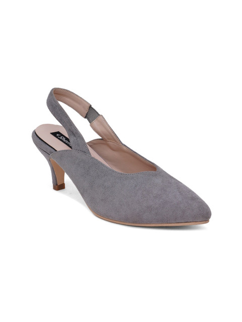 

Sherrif Shoes Grey Solid Kitten Pumps