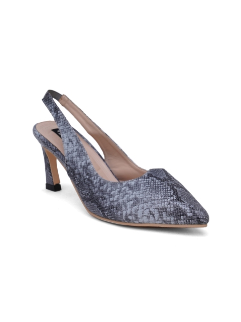 

Sherrif Shoes Grey Printed Party Block Pumps
