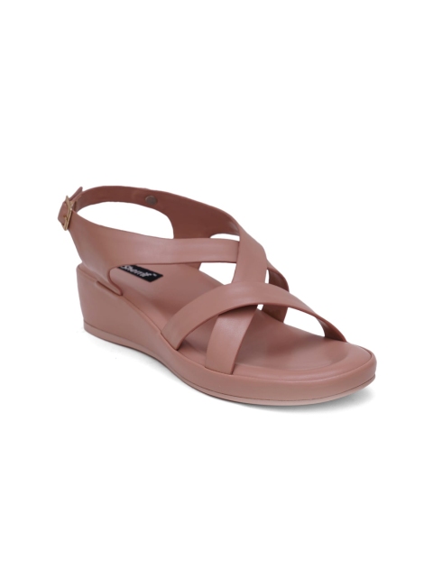 

Sherrif Shoes Nude-Coloured Wedge Sandals with Buckles