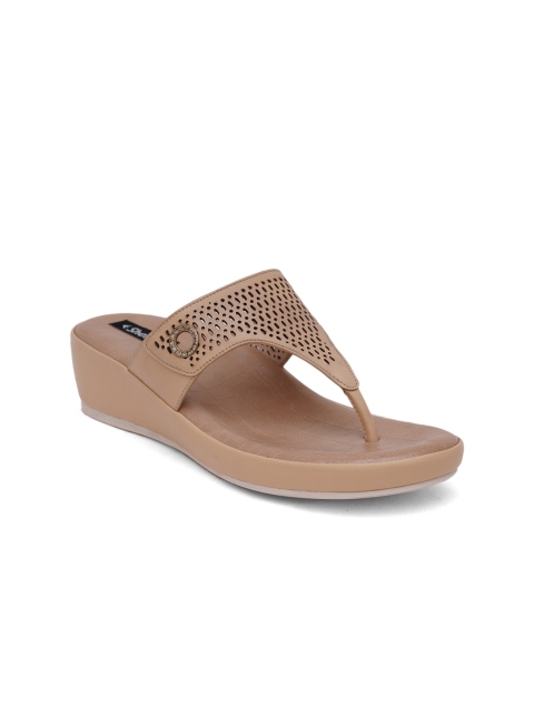 

Sherrif Shoes Beige Wedge Sandals with Laser Cuts