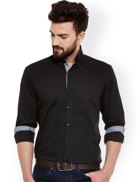 

Dazzio Men Black Smart Slim Fit Solid Casual Shirt