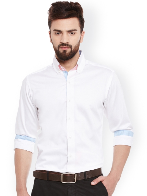

Dazzio Men White Smart Slim Fit Semiformal Shirt