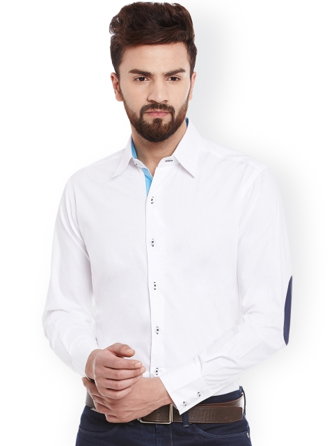 

Dazzio Men White Smart Slim Fit Solid Semiformal Shirt