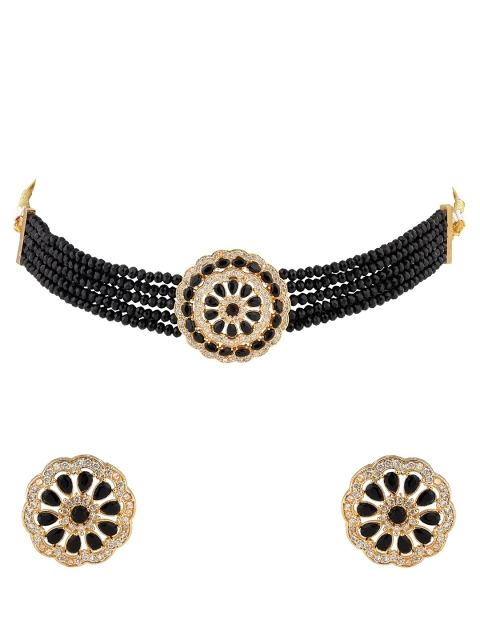 

Sanjog Gold-Plated Black Beads Jewellery Set