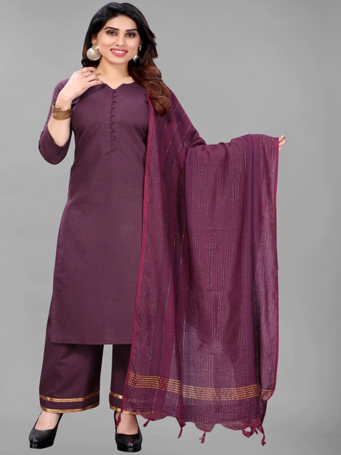 

GUNVANTI FAB Women Purple Kurta with Trouser & With Dupatta