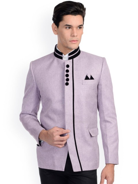 

Wintage Purple Tailored Fit Ethnic Bandhgala Blazer