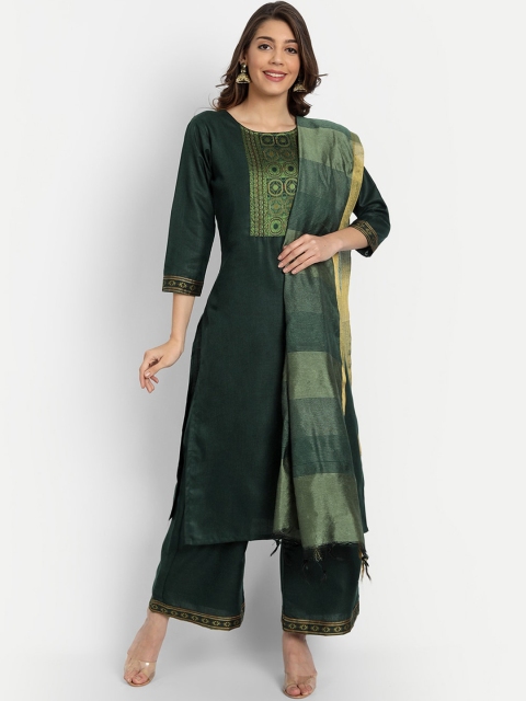 

GUNVANTI FAB Women Green Kurta with Palazzos & With Dupatta