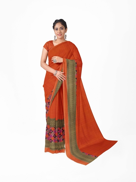 

KALINI Orange & Pink Ethnic Motifs Pure Georgette Saree