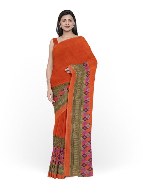 

SAADHVI Orange & Beige Pure Georgette Dharmavaram Saree