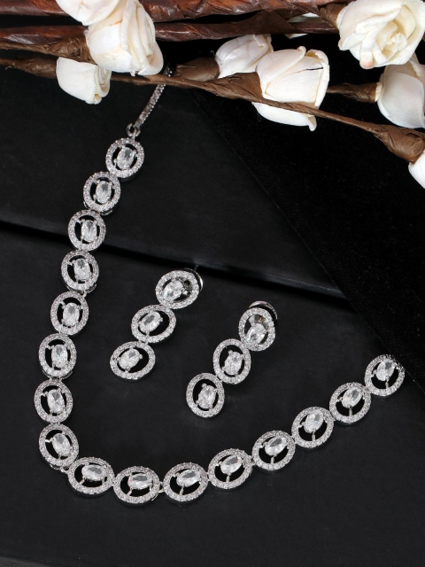 

SwaDev Silver-Plated White Jewellery Set