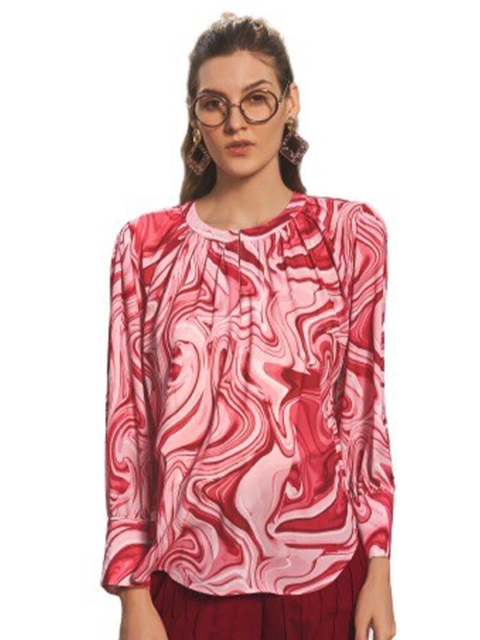 

NEOFAA Red Print Georgette Top