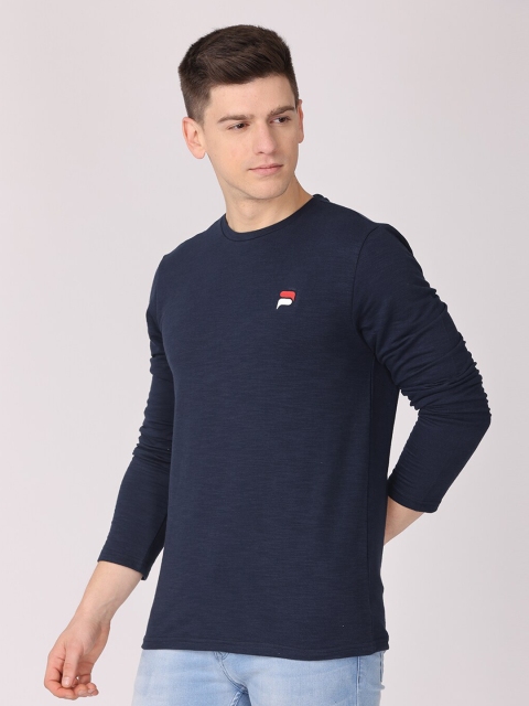 

POLONIUM Men Navy Blue Full Sleeves T-shirt