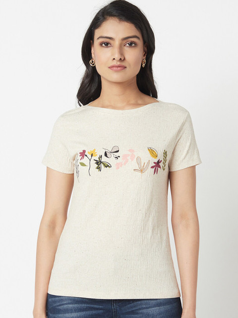 

Miss Grace Off White Floral Print Top