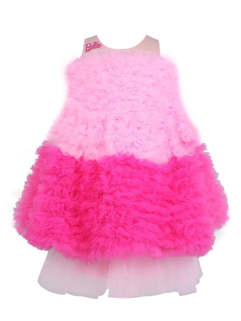 

Barbie by Many Frocks & Girls Pink Colourblocked Net Dress