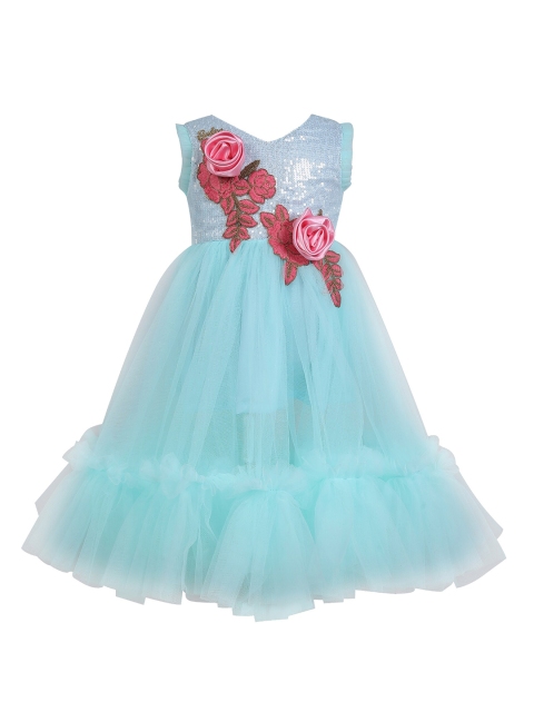 

Barbie by Many Frocks & Girls Blue & Pink Embellished Net Dress