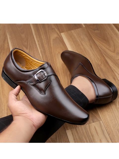 

T-Rock Men Brown Solid Formal Monk Shoes