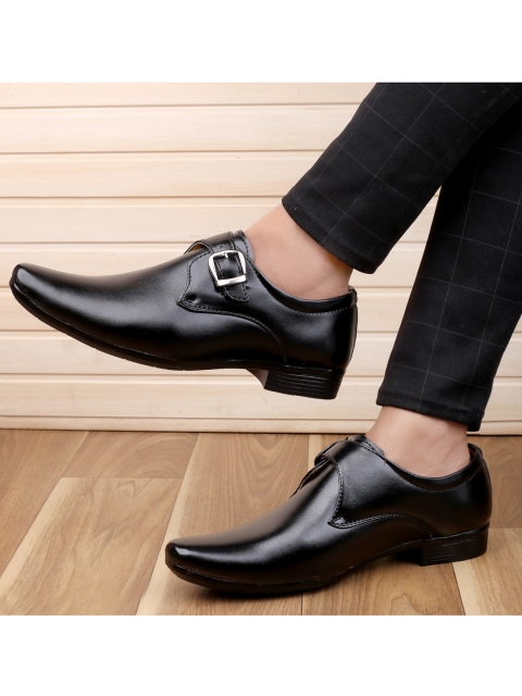 

T-Rock Men Black Solid Monk Formal Shoes