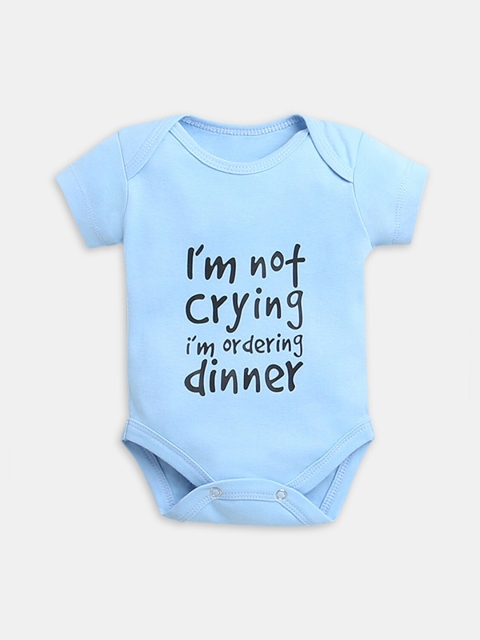 

Hopscotch Infant Blue Printed Pure Cotton Rompers