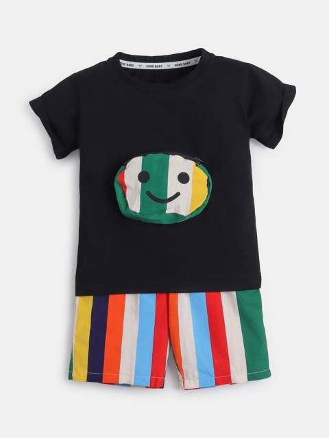 

Hopscotch Boys Black & Red Printed T-shirt with Shorts