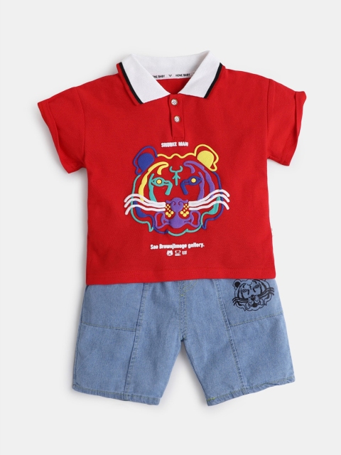 

Hopscotch Boys Red & Blue T-shirt with Shorts