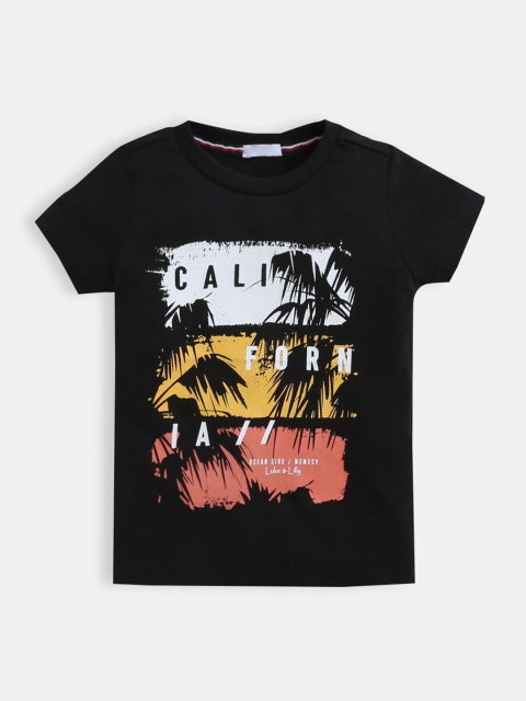

Hopscotch Boys Black Printed T-shirt