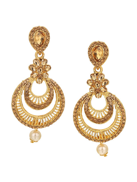 

Sanjog Gold-Plated Crescent Shaped Drop Earrings