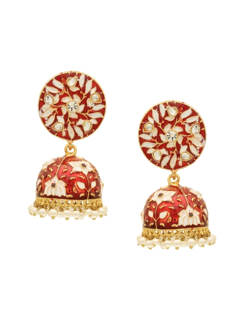 

Sanjog Red Classic Jhumkas Earrings