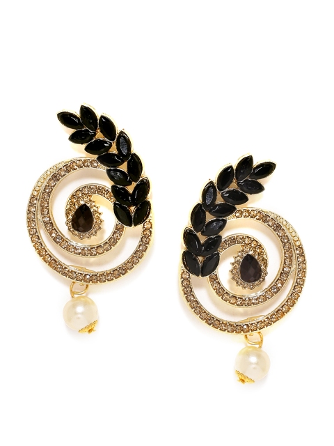 

Sanjog Women Black & Gold-Toned Classic Drop Earrings