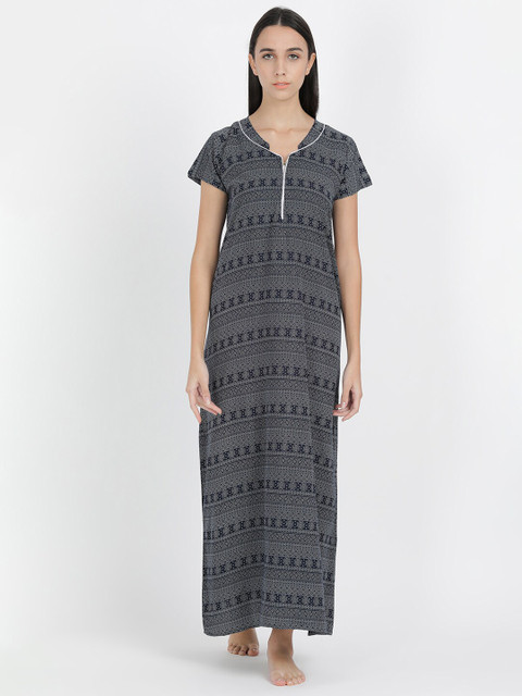 

V2 Value & Variety Women Blue Printed Maxi Nightdress