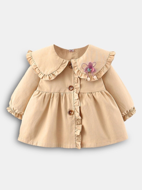 

Hopscotch Girls Beige Colored Solid Trench Coat