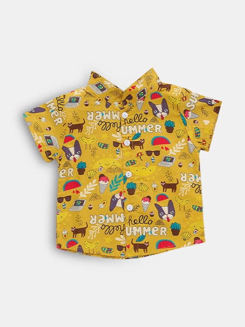

Hopscotch Boys Yellow Printed Casual Shirt