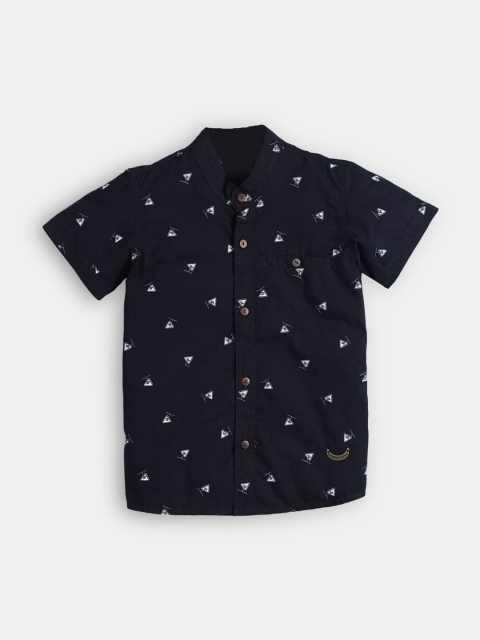 

Hopscotch Boys Navy Blue Printed Casual Shirt