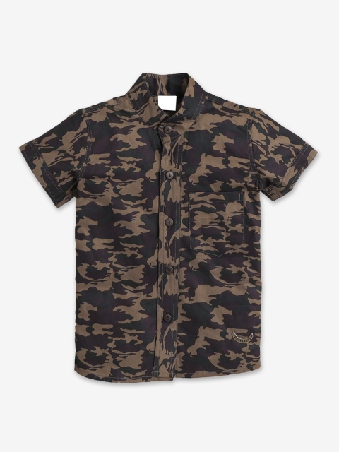 

Hopscotch Boys Green Printed Cotton Casual Shirt