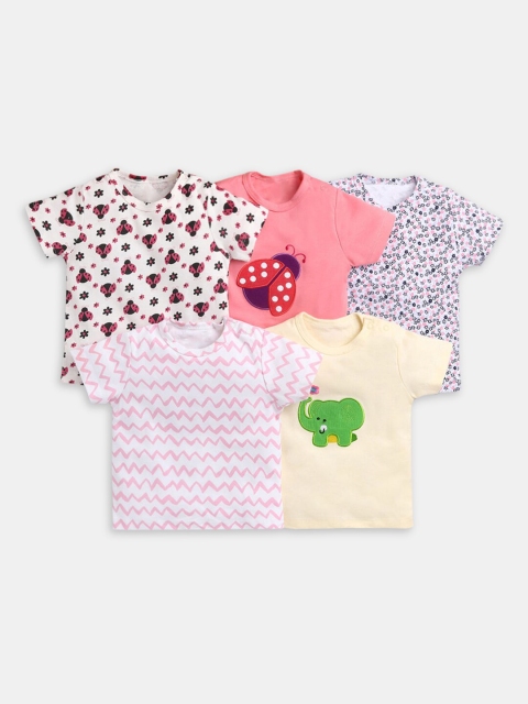 

Hopscotch Girls Pack Of 5 Printed T-shirt, Pink