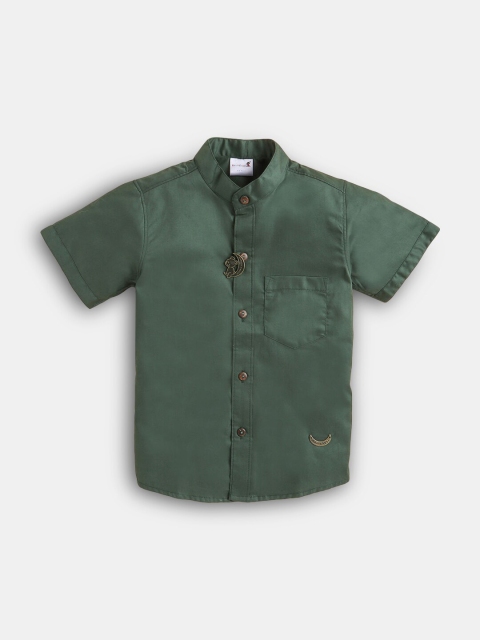 

Hopscotch Boys Green Cotton Casual Shirt