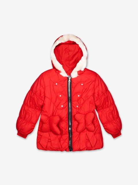 

Hopscotch Girls Red Wool Hooded Puffer Jacket