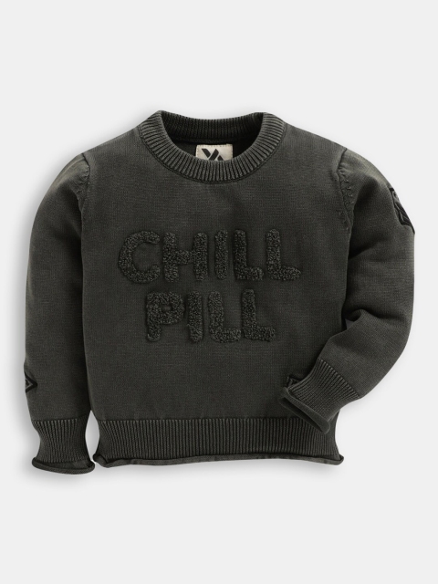 

Hopscotch Boys Grey Typography Pullover Sweaters