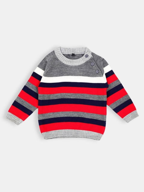 

Hopscotch Unisex Kids Red & Grey Striped Pullover