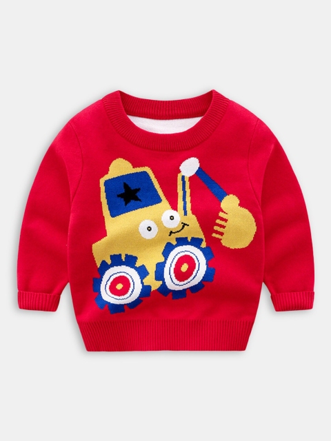 

Hopscotch Boys Red & White Printed Pullover