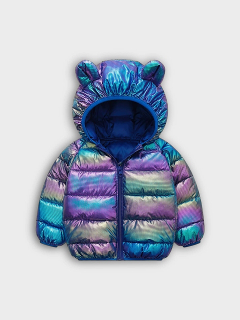 

Hopscotch Boys Blue and Purple Print Puffer Jacket