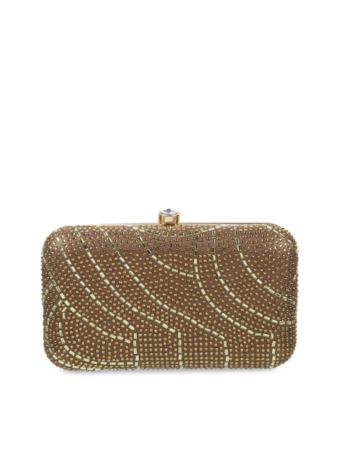 

WALKWAY by Metro Gold-Toned Embroidered Embellished Box Clutch