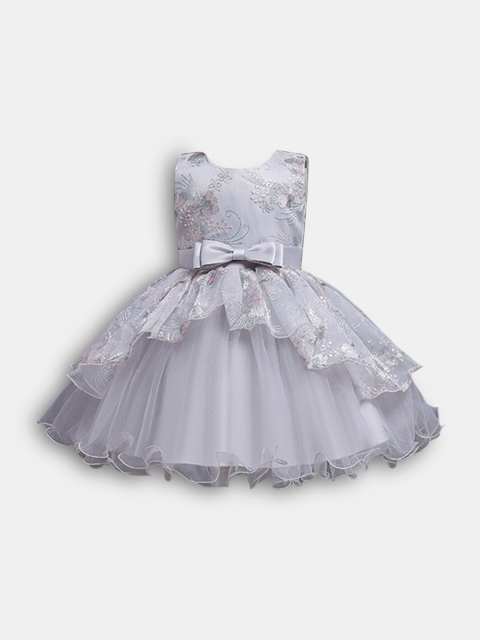 

Hopscotch Girls Grey Floral Layered Dress