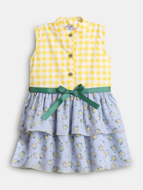 

Hopscotch Girls Yellow & Blue Checked Dress