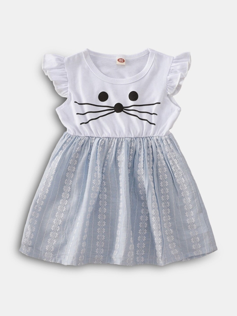 

Hopscotch White & Grey Floral Casual Dress