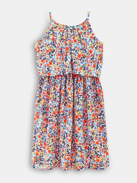 

Hopscotch Orange Floral Blouson Dress